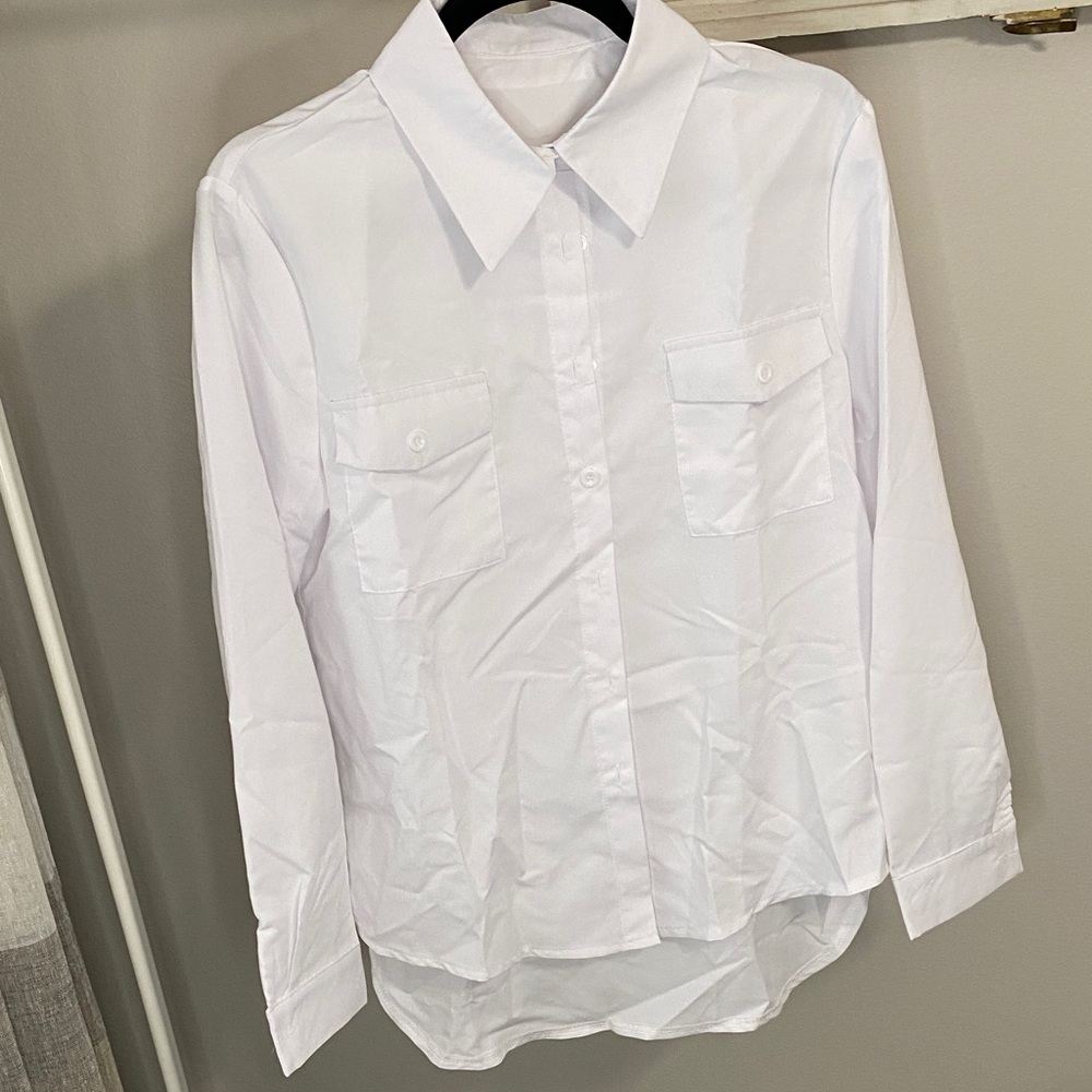 Classic White button-down shirt SHEIN size medium, 100% polyester